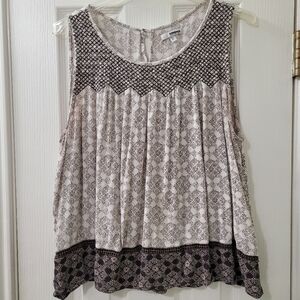 Sonoma Cream Tank with Brown Geometric Trim